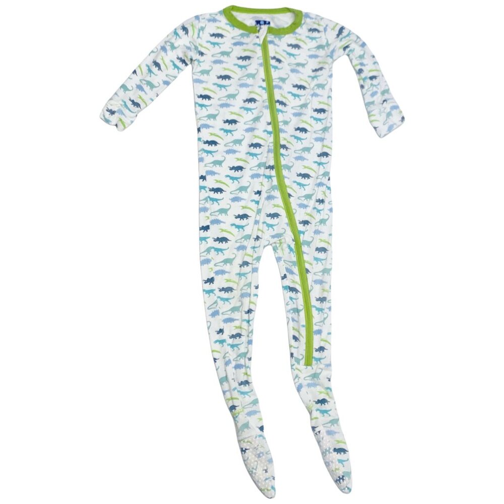 B-Kickee Pants, 18-24M, l/s bamboo footie, Dinosaurs